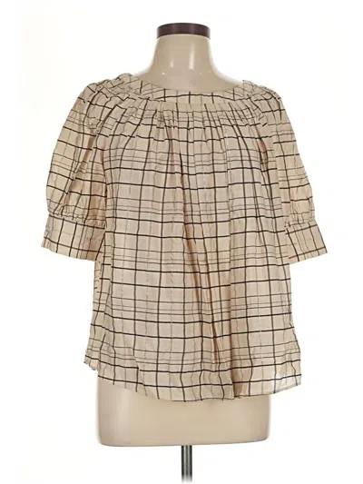 Pre-owned Current Air Short Sleeve Blouse In Tan