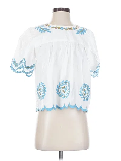 Pre-owned Current Air Short Sleeve Blouse In White