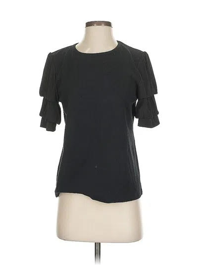 Pre-owned Current Air Short Sleeve Top Black Keyhole Neckline Tops
