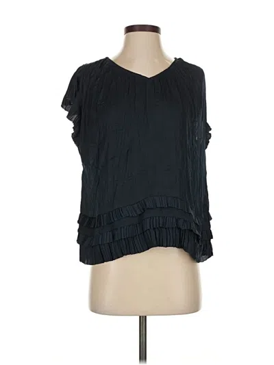 Pre-owned Current Air Short Sleeve Top Black Ruffles Neckline Tops