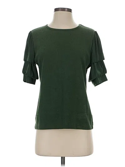 Pre-owned Current Air Short Sleeve Top Green Keyhole Neckline Tops