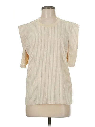 Pre-owned Current Air Short Sleeve Top Ivory One Shoulder Neckline Tops In White