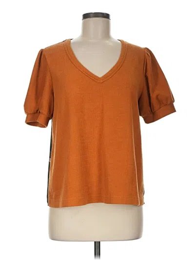 Pre-owned Current Air Short Sleeve Top Orange V-neck Tops