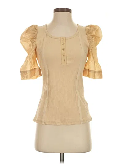 Pre-owned Current Air Short Sleeve Top Tan Sweetheart Neckline Tops
