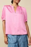 CURRENT AIR SHORT SLEEVE V-NECK TOP IN PINK