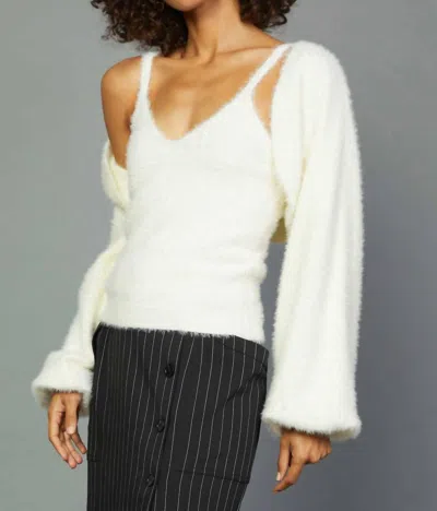 Current Air Shrug & Cami Sweater Set In Cream In White