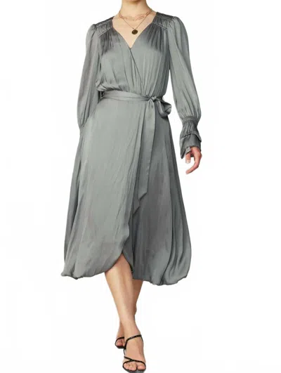 Current Air Silk Wrap Dress In Grey In Gray