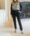 Current Air Silky Floral Sweater In Black, Green, Multi In Multi