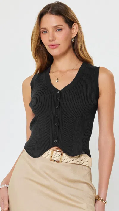Current Air Sleeveless Ribbed Knit Vest In Black