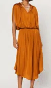 Current Air Sleeveless Shirring Midi Dress In Golden Rod In Gold