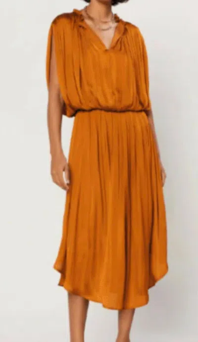 Current Air Sleeveless Shirring Midi Dress In Golden Rod