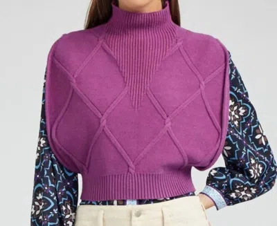 Current Air Sleeveless Wide Arm Turtleneck Sweater In Boysenberry In Purple