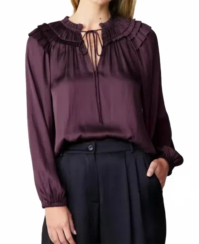 Current Air Smocked Shoulder Blouse In Midnight Plum In Purple