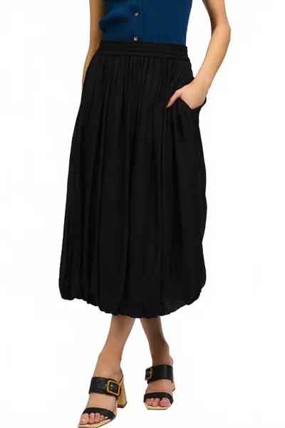 Current Air Smocked Waist Bubble Midi Skirt In Black
