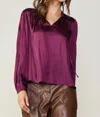 Current Air Smocked Yoke Blouse In Wine