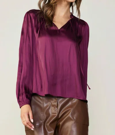 Current Air Smocked Yoke Blouse In Wine In Purple