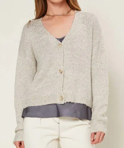 Current Air Soft Sequined Cardigan In Beige In Neutral