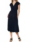 Current Air Sophia Flutter Sleeve Midi Dress In Navy In Blue