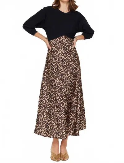 Current Air Split Midi Dress In Leopard In Animal Print