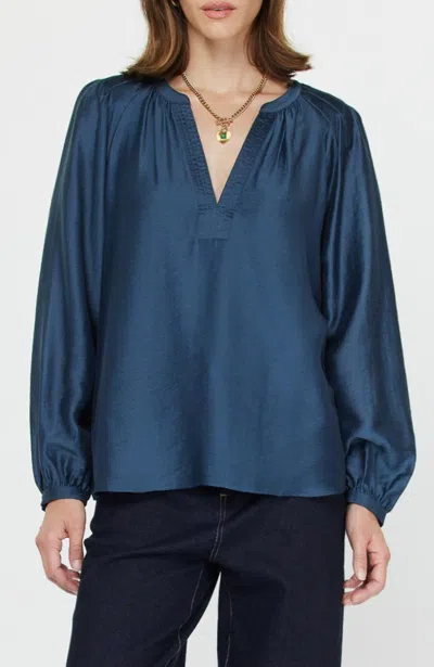 Current Air Split Neck Blouse In Saphhire Blue