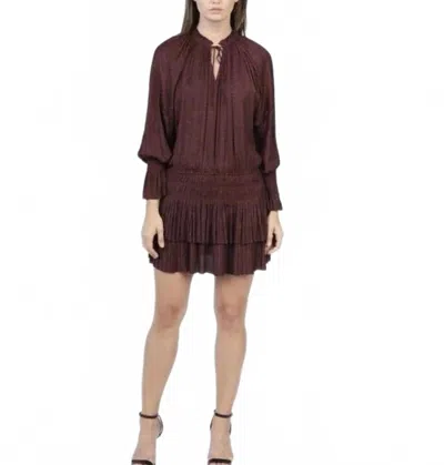 Current Air Split Neck Drop Waist Mini Dress In Burgundy