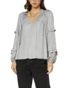 CURRENT AIR SPLIT NECK LONG SLEEVE TOP IN GREY MARBLE