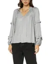 Current Air Split Neck Long Sleeve Top In Grey Marble In Grey