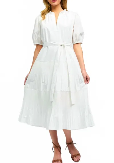 Current Air Split Neck Midi Dress In White
