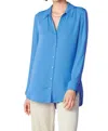Current Air Spread Collar Button Down Shirt In Azure Blue In Blue