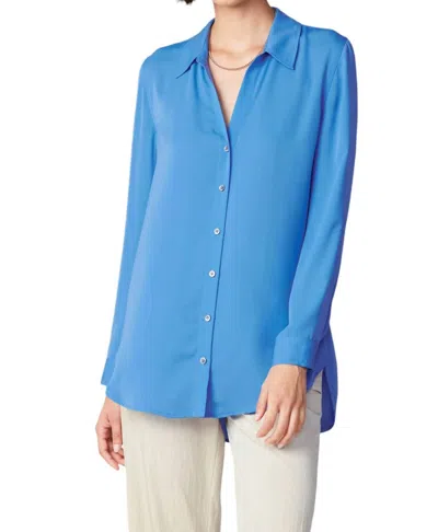 Current Air Spread Collar Button Down Shirt In Azure Blue