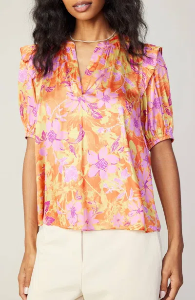 Current Air Bailey Top In Orange/pink Multi