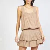 CURRENT AIR SQUARE NECK MINI DRESS IN TAUPE