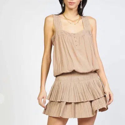 Current Air Scarlett Sleeveless Tiered Mini Dress In Taupe In Brown