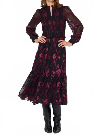 Current Air Stevie Midi Dress In Black In Multi