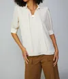 Current Air Striped Structured Sleeve Blouse In White