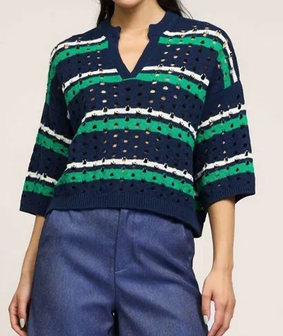 Current Air Striped Sweater In Navy Blue