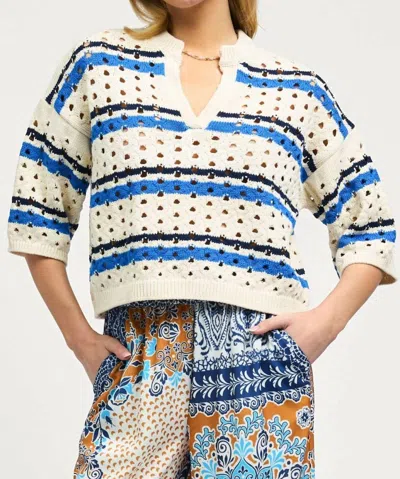 Current Air Striped Sweater In White