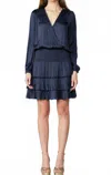 Current Air Surplice Neck Tiered Mini Dress In Navy Blue In Blue