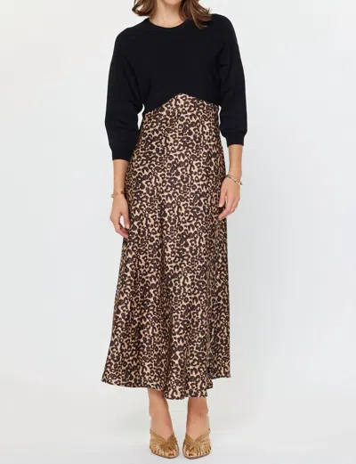 Current Air Sweater Mixed Media Midi Dress In Black