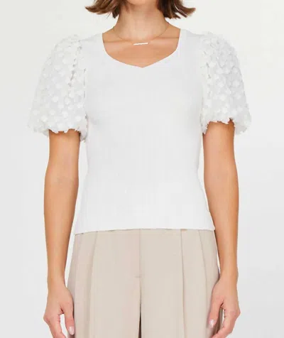 Current Air Sweet Alhambra Puff Sleeve Top In White