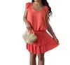 Current Air Sweetheart Smocked Pleated Mini Dress In Coral In Multi