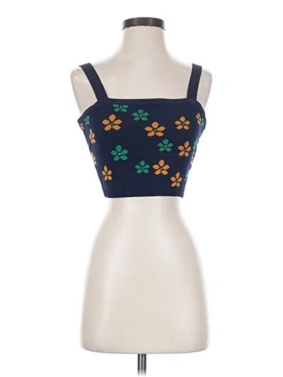 Pre-owned Current Air Tank Top Blue Strapless Neckline Tops