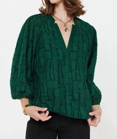 Current Air Textured Grid Top In Emerald Green