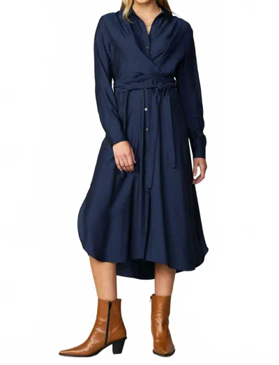 Current Air Tie Shirt Dress In Navy In Blue