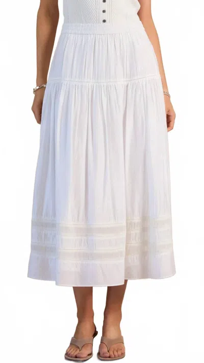 Current Air Tiered Gathered Skirt With Ladder Lace In White In Pink