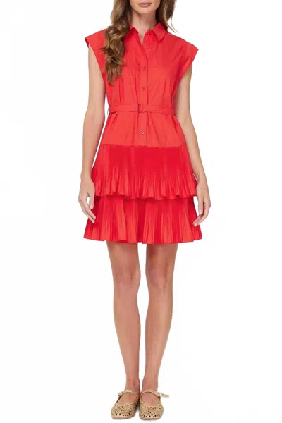 Current Air Tiered Mini Dress In Red