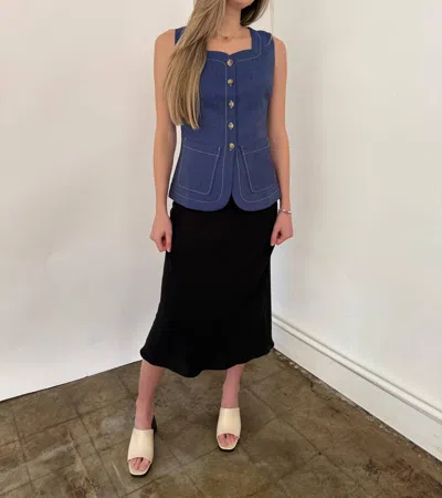 Current Air Tiffany Elasticized Waist Midi Skirt In Black In Blue