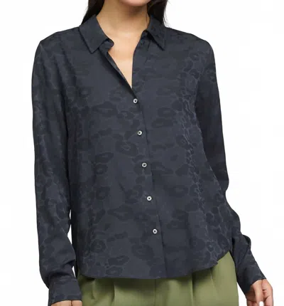 Current Air Tonal Leopard Blouse In Charcoal In Black