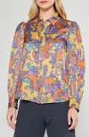 Current Air Paisley Button Down Top In Orange Paisley In Orange