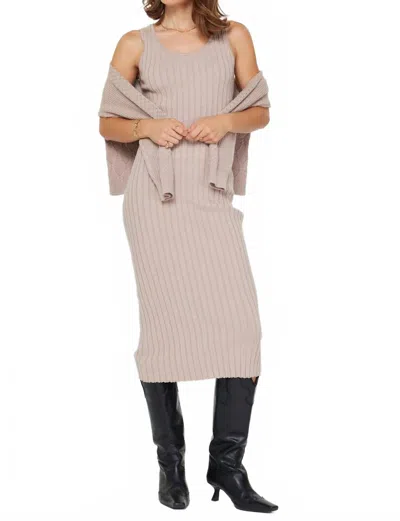 Current Air Two Fer Sweater Midi Dress In Beige In Neutral
